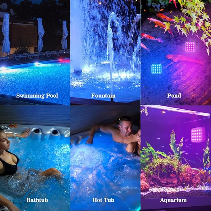 Creatrek Rechargeable Pool Lights with Remote, 16 Color Changing Submersible LED Lights, Waterproof Pool for inground, Ponds, Bathtub Decorations, 4 Pack