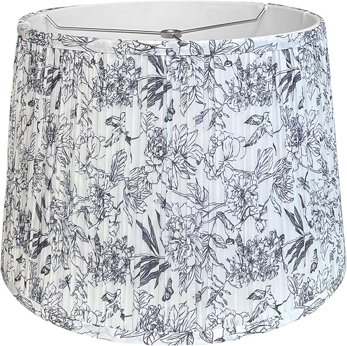 TOOTOO STAR Printed Drum Lamp shades, 12"x14"x9.5" Medium pleated lampshade for table & bedside lamps, Floor Lamps (Spider) -Assembly Required