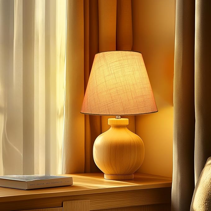 White Lamp Shade, ALUCSET Barrel TC Cloth Small Lampshade for Table Lamp and Floor Light, 6x10x7.5", Natural Linen Hand Crafted, Spider
