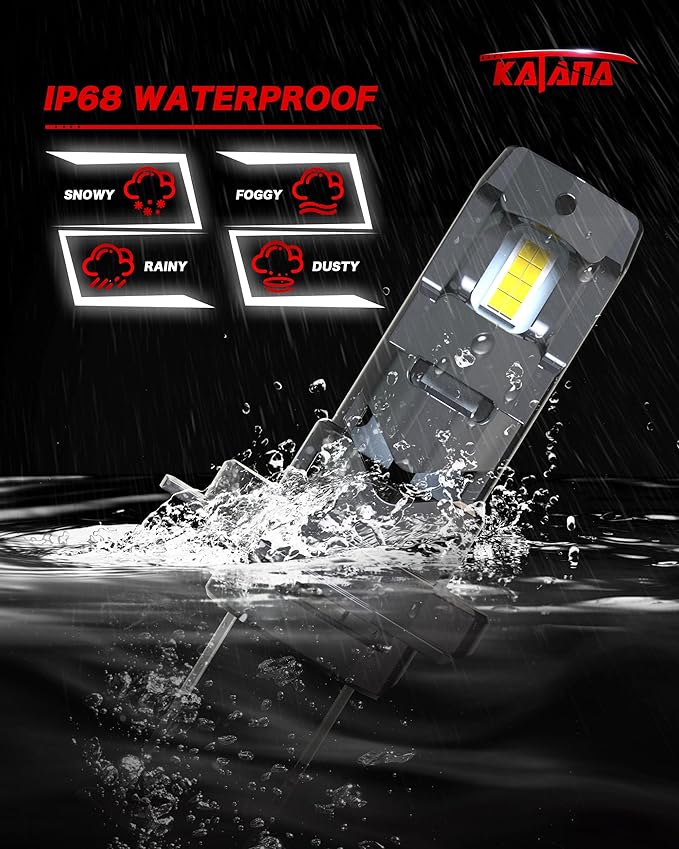 Katana H7 Light Bulbs,No Adapter Required 400% Brightness 6500K White Non-polarity Plug and Play Mini Size Fog Bulb of 2