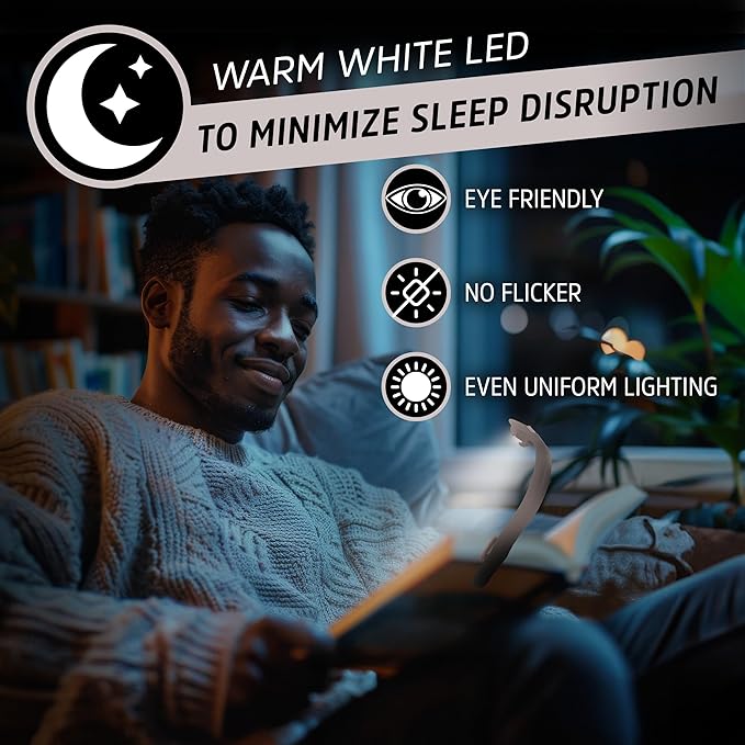 Energizer Flex-R LED Rechargeable Book Light for Reading in Bed, Reading Light with Warm LED Color, Long-Lasting and Lightweight, Tan