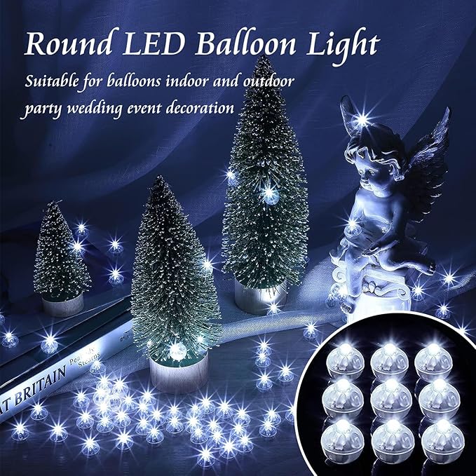50pcs Balloon Lights Mini Led Lights Round Long Standby Time Ball Lamps Paper Lantern Balloon Lamps for Birthday Party Christmas Halloween Decoration White