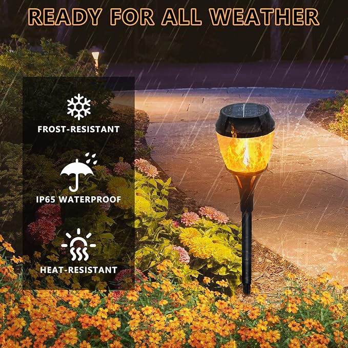 Swingers Solar Lights Outdoor,Solar Torch Lights with Flickering Flame,Waterproof Outdoor Garden Light for Christmas,Garden, Landscape, Path, Yard, Patio (8, Black)