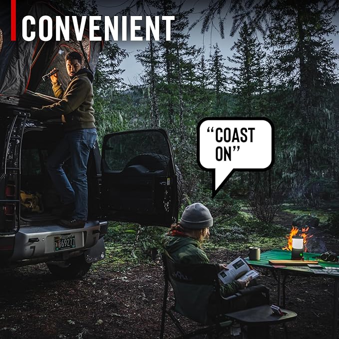 Coast EAL35R 1000 Lumen Voice-Controlled LED Emergency & Camping Area Lantern with Warm, Cool White, Day, Red & Red Flashing Mode, Power Bank Functionality - Desert