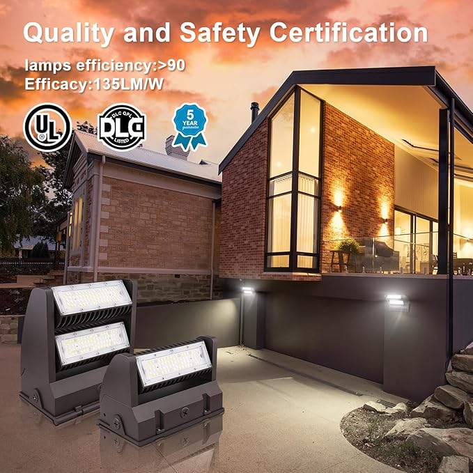LED Wall Pack Light 120W Rotatable Adjustable 16200LM 5000K, Dimmable Outdoor Area Wall Pack Flood Lighting Fixture - Great for Warehouse Entrance Parking, IP65 Waterproof, UL&DLC Listed