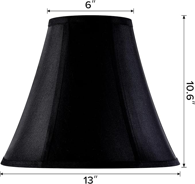 GO&SO Black Bell Lamp Shade 6" Top x 13" Bottom x 10.6" High (Spider) Traditional Table & Floor Lamp Shade - Side Ribbing Hand Crafted Lampshade Replacement