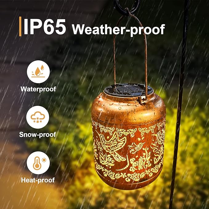 Hummingbird Solar Lanterns Outdoor Waterproof Hummingbird Birthday Gifts for for Women Mom Grandma, Hanging Solar Lights Garden Decoration Outside for Yard, Patio,Pathway Landscape