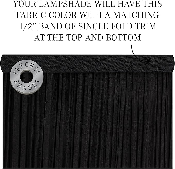 FenchelShades.com Lampshade 9" Top Diameter x 16" Bottom Diameter x 15" Slant Height with Washer (Spider) Attachment for Lamps with a Harp (Pleated Black)