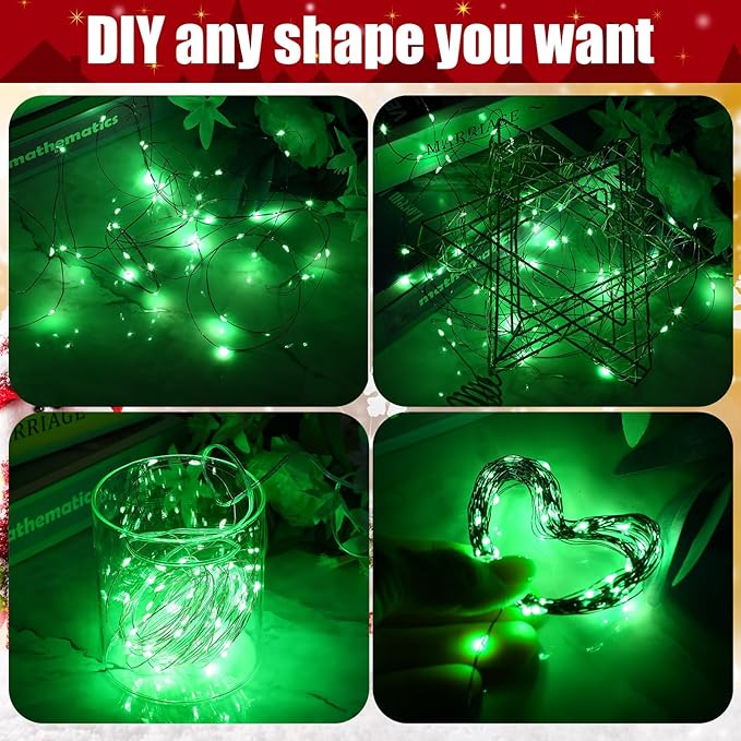 12 Pcs Solar String Lights Solar Mini Teeny Tiny Fairy Firefly Twinkle Light Waterproof 16ft 50 LEDs Garden String for Outdoor Garden Backyard Christmas Decoration(Green Light)