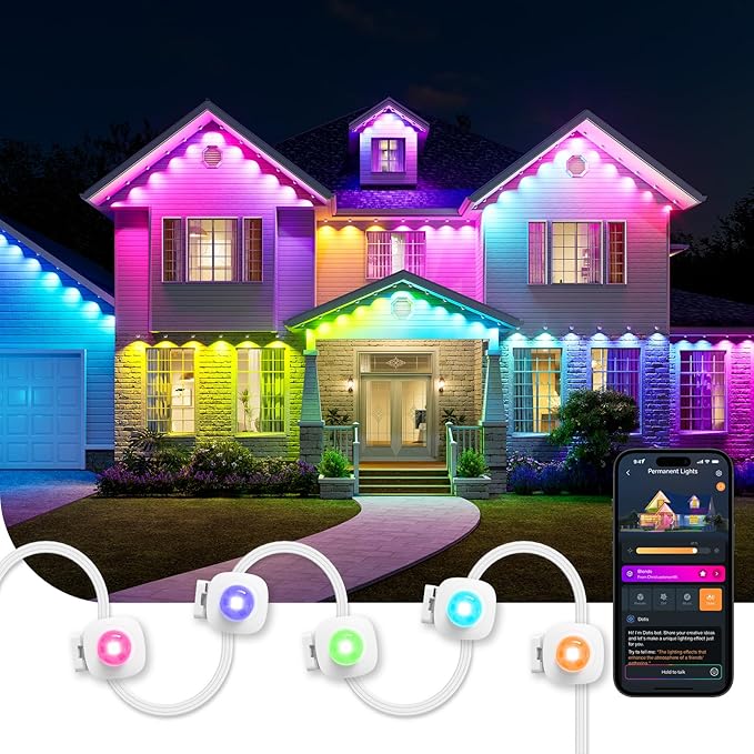 Linkind Permanent Outdoor Lights HP5,Smart AI RGBTW 150ft Christmas Lights, 85 Scenes Modes for Daily Holiday Christmas Decorations,IP67 Waterproof, Works with Alexa,Google Assistant