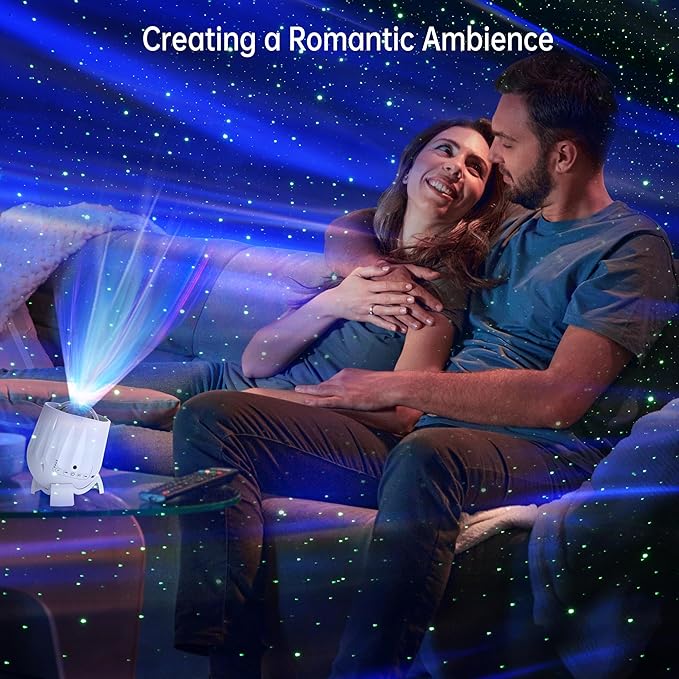 Northern Lights Projector, Rechargeable Battery Star Night Light with Bluetooth Speaker, White Noise Sleep Aid & Timer, Bedroom Galaxy Projector Decor, Gift for Kids, Adults