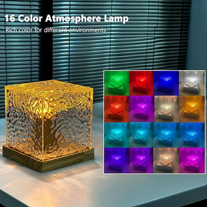 RICHMYC Ocean Wave Projector Light, 16 Colors Gradual Rotating Water Lamp with Remote Control, Beach Decor Sea Themed Northern Lights Projector for Office Bedroom Bar Restaurant(Large Wood)