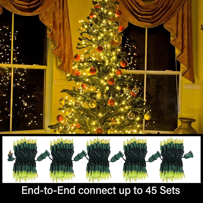 LAMPHOME100 LED Easter Yellow String Lights - 21.6FT LED Christmas Lights, Mini led Lights for Outdoor Home Holiday Party Wedding Independence Day Easter Decoration