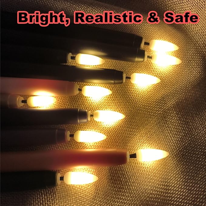 Black Flameless Taper Candles with Remote, Flickering LED Candlesticks Battery Powered Set of 12