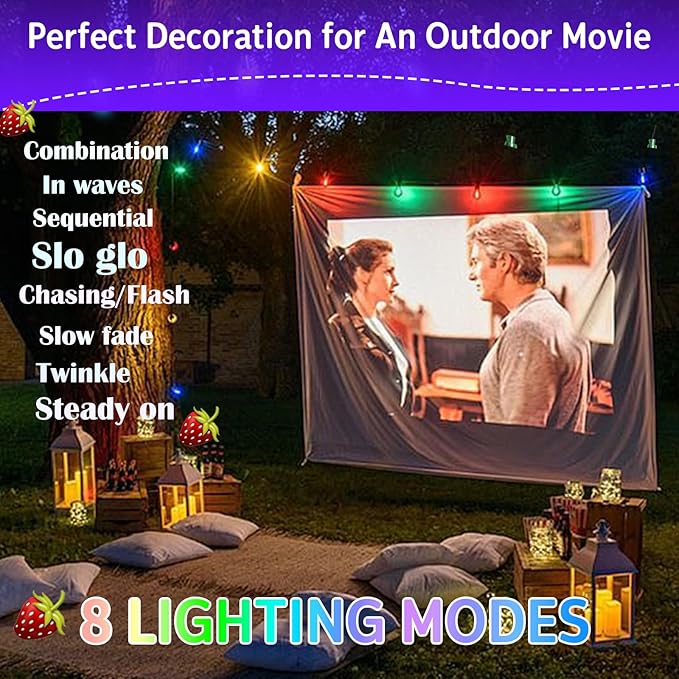 ITICdecor Solar String Christmas Lights C7 31ft 50 LED Colourful Strawberry Hanging Lights Outdoor Waterproof Green Wire Fairy Light Decoration for Garden Patio Yard Camping Party Gifts for Dad Mom