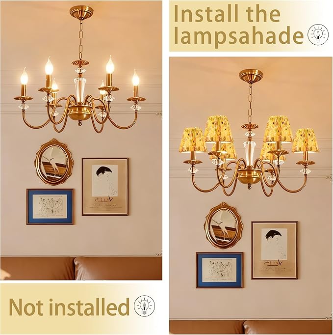 Small pleated lampshade chandelier shades set of 6. Lampshade for Wall Lamp.chandelier shades.small table lamps.For Cutting Edge bulbs.light bulb shade.chandelier light covers.4" X 5" X 6"