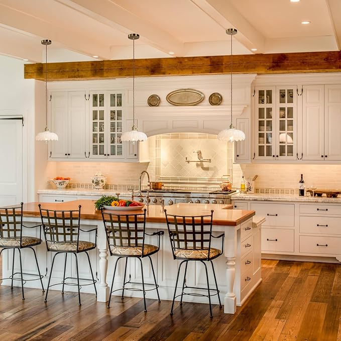 Vintage Pendant Light Fixtures: Milk Glass Pendant Lights Kitchen Island, White Milk Glass Pendant Light Fixture for Bedroom Dining Room