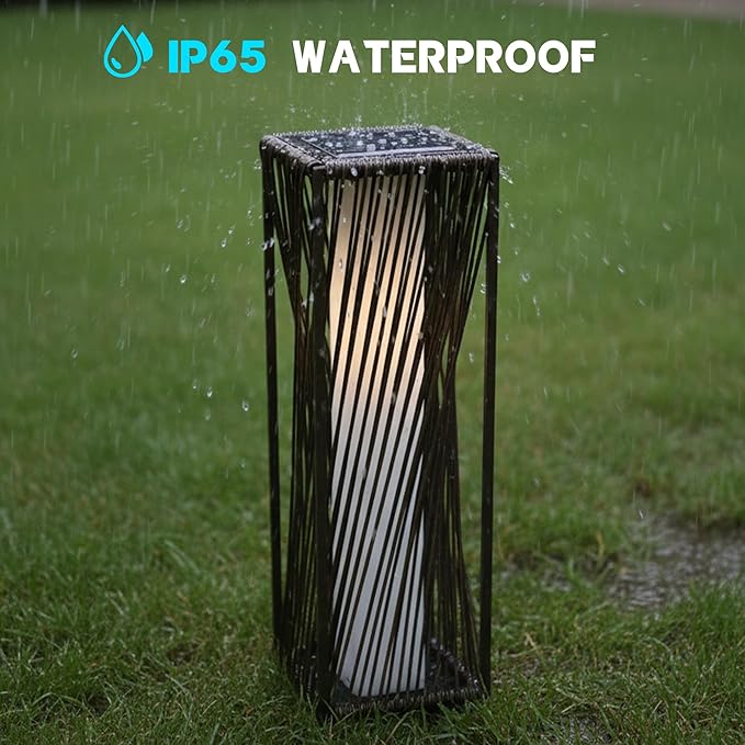 EcoGreen Solar Floor Lamp - 29.53" Outdoor Solar Lights, Warm Glow, 8H Auto-On, Waterproof for Garden & Patio (Dark Brown)