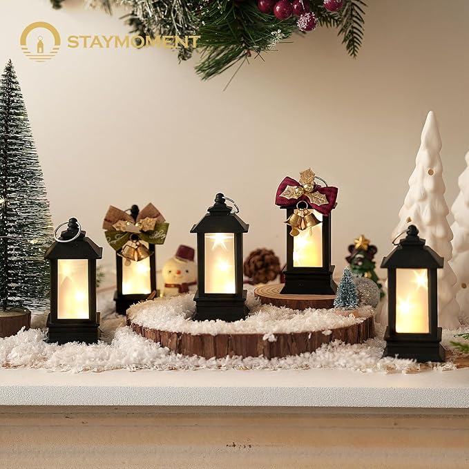 Black Lanterns Decorative Indoor: 24 Pcs Starlight Mini LED Lantern for Centerpiece Table Decorations Halloween Christmas Wedding Party Camping Decor