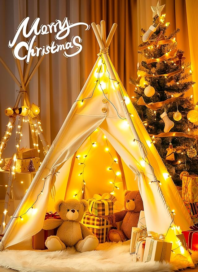 Brightown Clear Christmas String Lights 50 Count 10 Feet Incandescent Bulb Mini Lights for Indoor Outdoor Xmas Tree Garland Birthday Wedding Party Festival Decoration, Green Wire