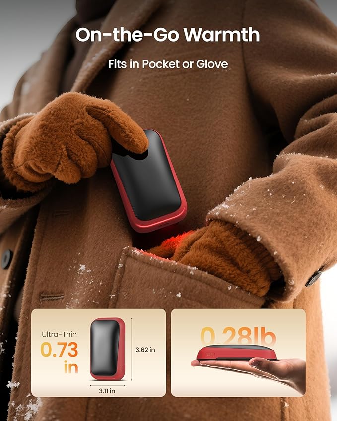 Gaiatop Electric Hand Warmers Rechargeable, Magnetic Pocket Hand Warmer 2-Pack, 3s Fast Heating, Fits in Gloves, Winter Sports Hunting Accessories, Warm Day Gifts for Men Women