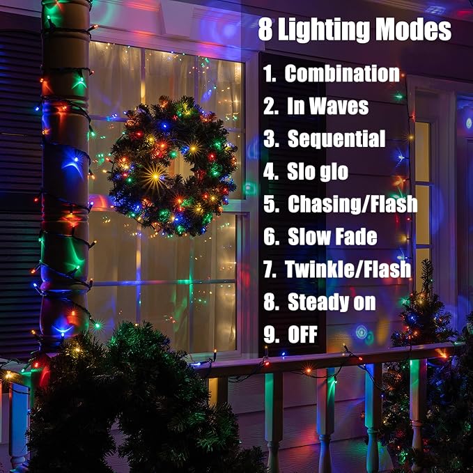 Battery Operated Christmas Lights - 4 Pack Total 66ft 200 LEDs Multicolor Christmas Lights with Timer, 8 Modes Waterproof Twinkle Lights for Indoor Outdoor Xmas Tree Wreath Party Holiday Decorations