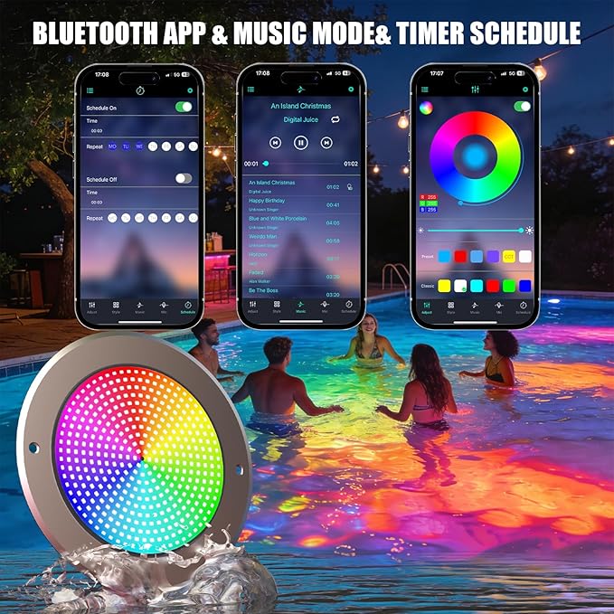 9 inch Pool Lights for Inground Pool, 54W 19 Color Changing Led Underwater Swimming Pool Light with Controller & APP Control, 120V 5500LM IP68 Waterproof Spa Light (50 FT)