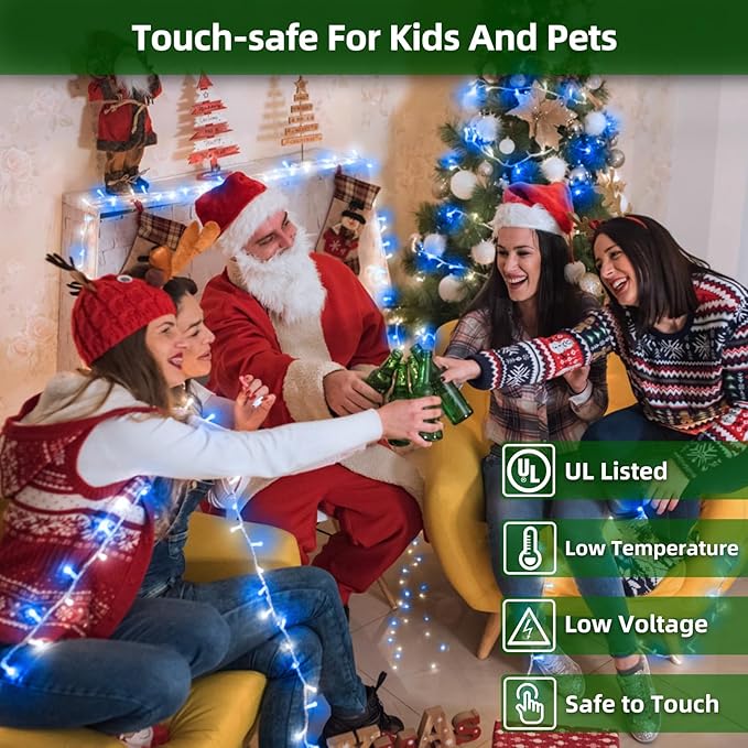 1500 LED 470FT Christmas Lights Outdoor,12 Lighting Modes Christmas String Lights with Timer, Dimmable Blue Cool White LED StringLights Waterproof for Yard Wedding Party Holiday Decor Blue&CoolWhite