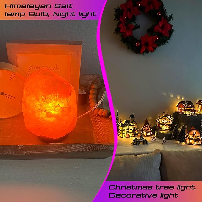 E12 Himalayan Salt Lamp 2W Equivalent 15Watt Warm White 2700k, T20 Night Light Bulbs 180lm, E12 LED Bulb Candelabra Base for Himalayan Salt Rock Lamps & Baskets, Candle Lamp, 2 Pack