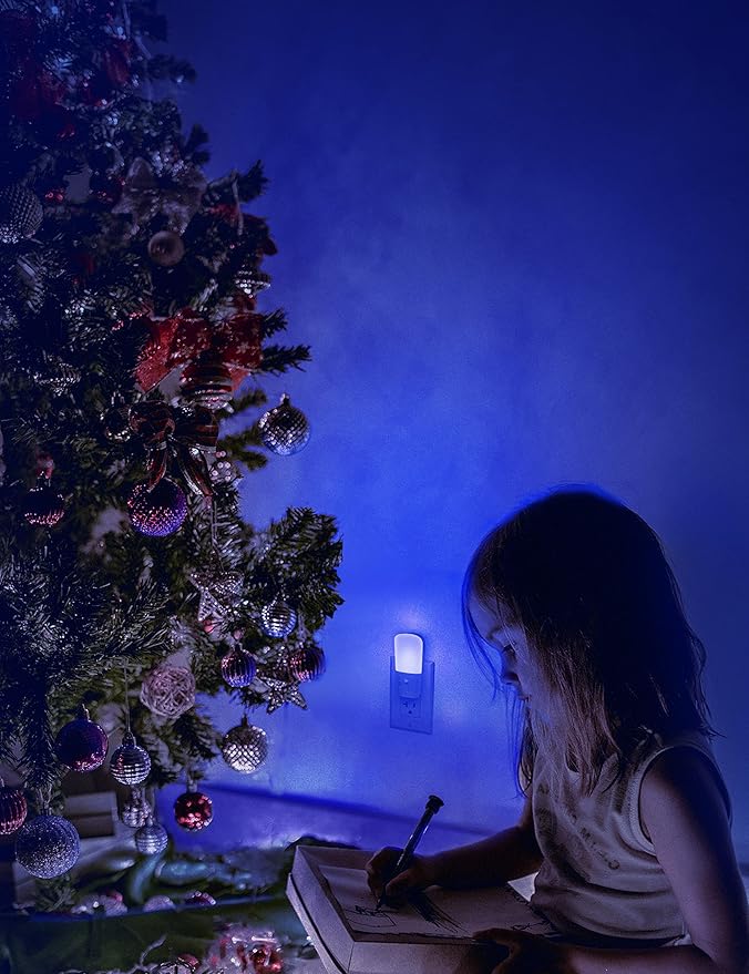 L LOHAS LED Blue Night Light Plug in, Dimmable Decorative Wall Blue Light LED Night Lights with Dusk to Dawn Sensor, Adjustable Brightness for Kids Room, Hallway,Bedroom, Bathroom, 2 Pack