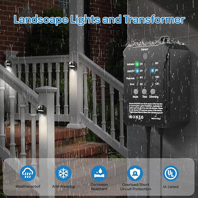 HIBOITEC Low Voltage Deck Lights Kit with Transformer Photocell Sensor and Timer IP67 Waterproof Fence Lights UL Listed Wire for Outdoor Garden Patio Landscape Lighting Walkway Steps 4000K 8Packs