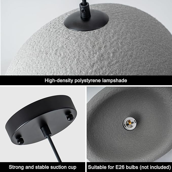 11.8 inch Wabi Sabi Pendant Light Modern Japanese Ceiling Fixture for Dining Room Kitchen Island Hallway, Gray E26 Base Hanging Lamp (30cm/11.8in)