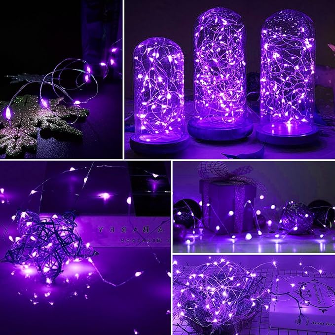 AIKEI 6 Pack LED Fairy Lights Battery Operated, Fairy String Lights 3 Modes Waterproof 7 Feet 20 Led Firefly Starry Lamps for Wedding Party Bedroom Garden Halloween Christmas Decoration Purple