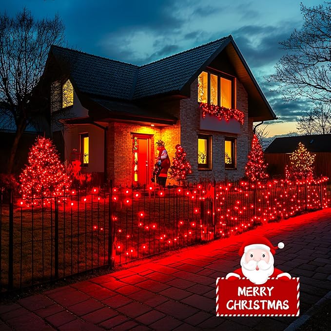 JMEXSUSS 150 LED Red Christmas Lights Indoor Outdoor Waterproof, Connectable 59 Ft Red String Lights Plug in, 8 Modes Twinkle Fairy Light for Bedroom Patio Party Tree Holiday Decor