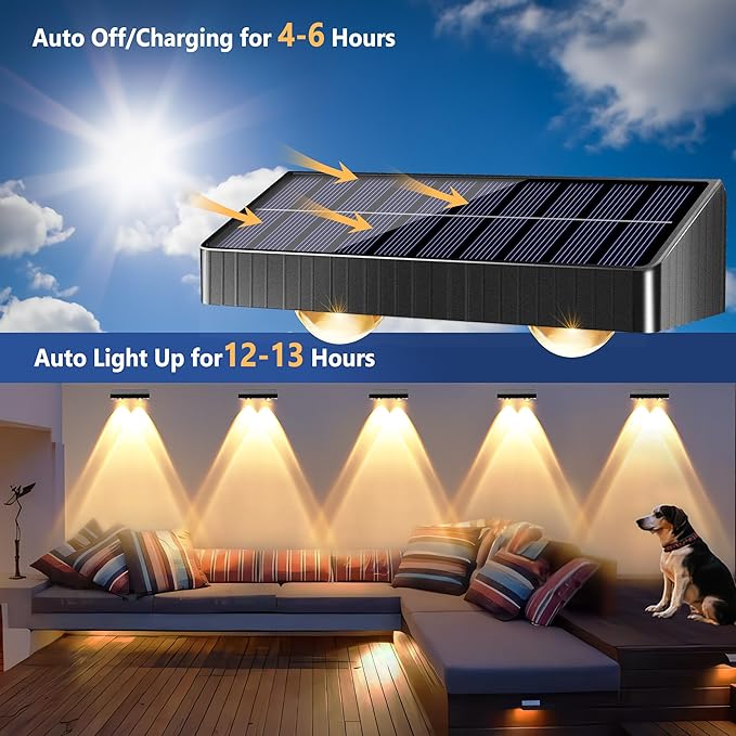 Brizled Solar Fence Lights Outdoor, 12 Pack 6 Modes 2700/4500/6500K 250ml Fence Solar Lights, IP65 Waterproof Outdoor Wall Light Landscape Lighting for Backyard Garden Patio Deck Railing Wall Poolside