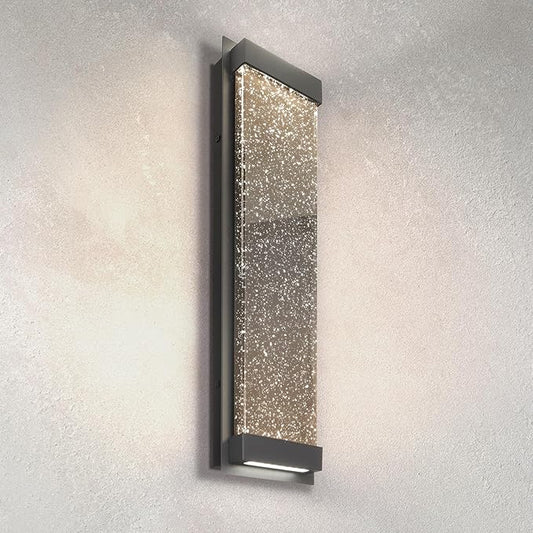ASD LED 24" Bubble Glass Wall Light Fixture, Outdoor & Indoor Seeded Sconce | 3CCT, Waterproof, Dimmable, Up-Down Glow, ETL Listed | 22W 530LM 3000-5000K 100-277V | Exterior Porch Lighting | Black