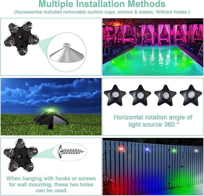Submersible Pool Lights, Waterproof RGB LED Ground Light for Swimming Pool, Pond, Fountain, Aquarium, Low Voltage Remote Control Indoor/Outdoor/Underwater Decor Pond Lights (46ft)