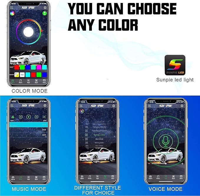 SUNPIE 16 Pods Upgraded 210 Degrees Wide Angle RGBW Rock Lights App/Control Voice Mode Music Mode Automatic Control Neon Light Kit Wheel Well Lights for Off Road Truck SUV ATV UTV Boats