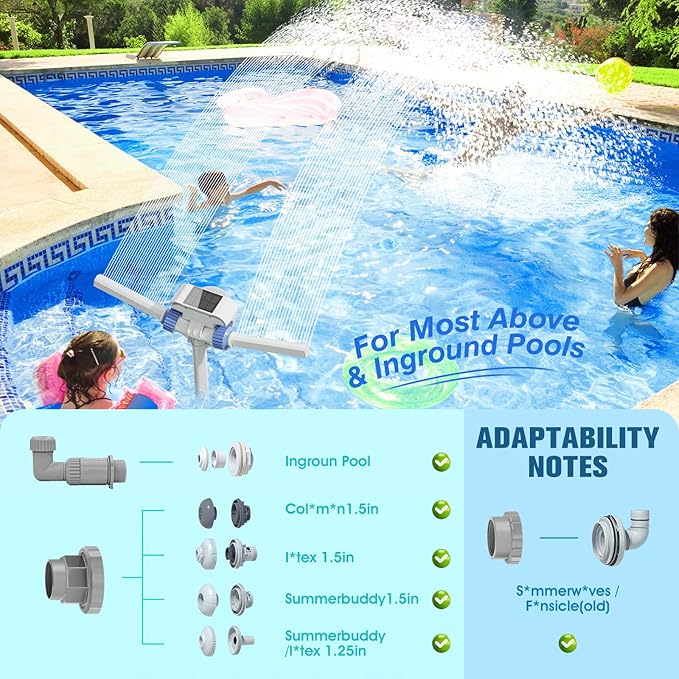 2025 Upgrade Solar Fountain Light Show,Adjustable Dual Spray Sprinkle Pool Fountains for Inground Pool Waterfall,Swimming Pool Water Fountains,Pool Sprayer Fountain for Pool Cooling-Purple