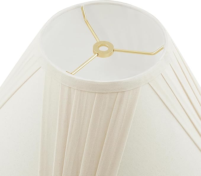 Aspen Creative 32100 French V-drape Pleated Spider Construction Lamp Shade, Ivory Cotton Fabric, 6"Top x 17"Bottom x 12"Slant
