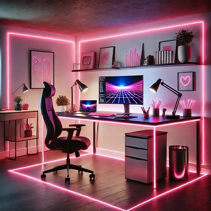 USB LED Light Strip, Pink COB LED Strip Lights, 3.28FT TV Lights Flexible Small Led Lights with Touch Switch Controller 5V LED Strip Light for TV Backlight Bedroom