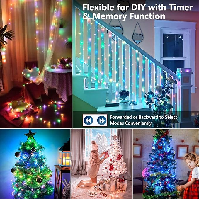 BrizLabs Fairy String Lights, 33ft 100 LED Color Changing Pastel Fairy Lights with Remote Timer, USB Easter Starry Light Music Sync RGB Twinkle Light for Xmas Halloween Easter Party Wedding Decor