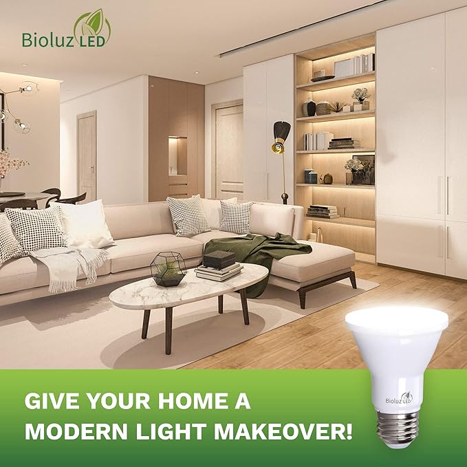 Bioluz LED PAR20 Bulbs 5000K Daylight 90 CRI 5.5W = 75W Replacement Dimmable LED Light Bulbs, 500 Lumens, UL Listed, Title 20, 48-Pack - Incandescent & Daylight Light Bulbs