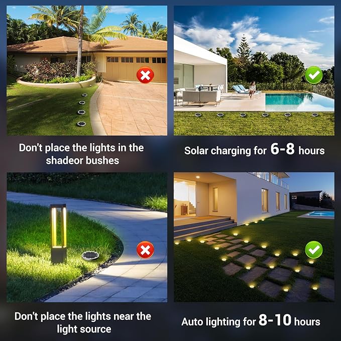 Peasur Solar Ground Lights Outdoor, 18 Pack Flat Solar Powered Disc Lights, IP68 Waterproof, Anti-Rust, Landscape Lighting for Pathway Garden Yard Lawn Walkway Landscape Driveway, Mini, Warm White