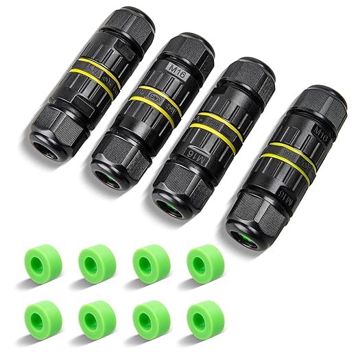 Oyviny 3 Pole Electrical Junction Box IP68 Waterproof, UL Certified M16 Wire Connector for 3.5-10mm Wire Range, Flame Retardant 3 Pin Outdoor Junction Box Connector for Repairing Extension Cord(4PCS)