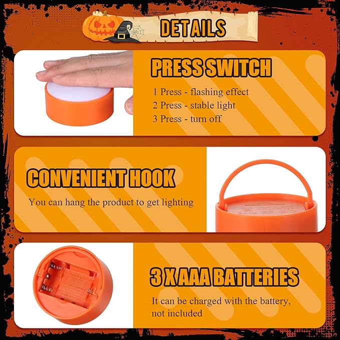 Riakrum 6 Pieces Remote Timer LED Lights with Remote LED Pumpkin Lights Battery Operated Lantern Bright Flameless Candle(Orange, White)