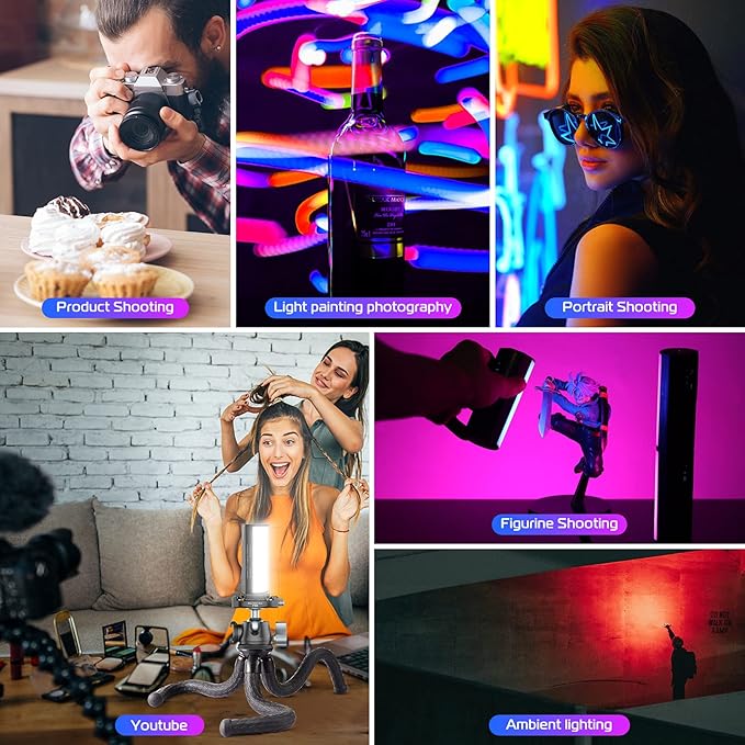 ULANZI LM18 Vlogging Light Mini LED Action Camera Video Light Photography for DJI Osmo 3/4/5, ULANZI 2-Pack Magnetic RGB Light Wand, Mini LED Video Tube Light Stick for Photography, Video Shooting