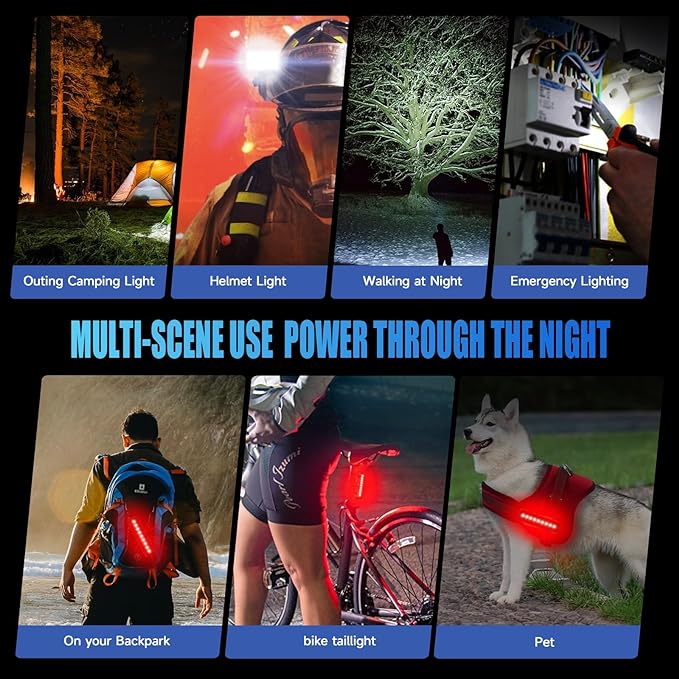 2026 Lumen Bike Lights,Super Bright 6 LED Rechargeable Bicycle Light,10 Mode Headlight Taillight,360°Rotatable Brackt,Aluminum Waterproof Light,Runtime 48+ hrs,Shockproof for Road,Mountain