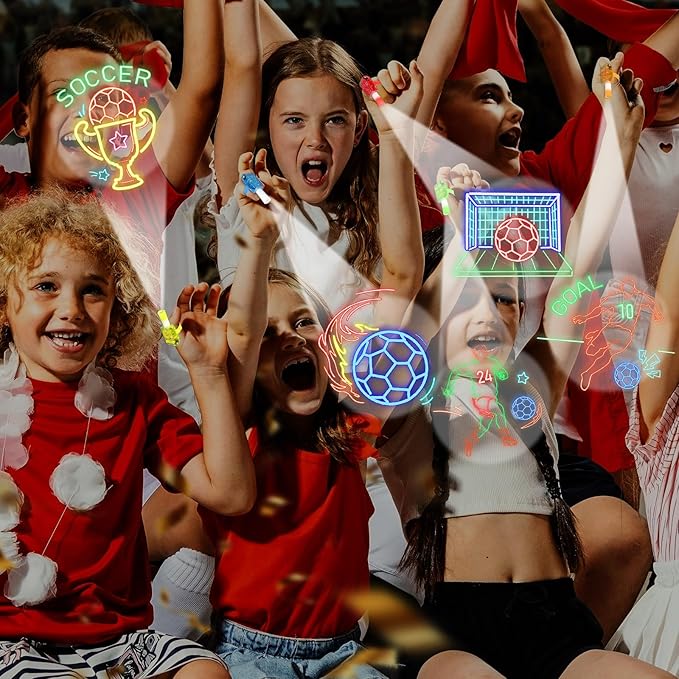 36Pcs Soccer Themed LED Finger Lights Soccer Party Favors Glow in the Dark Light Up Finger Lights Sport Themed Toys Bulk for Kids Boys Girls Sport Birthday Goodie Bags Stuffers Classroom Prizes Gifts
