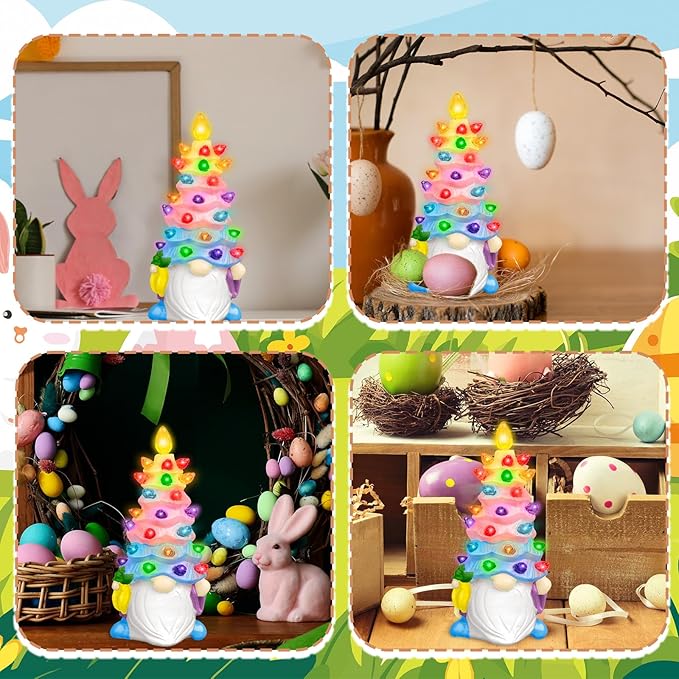 Easter Gnomes Decorations Glowing Easter Carrot Gnome Decoration Resin Spring Figurines Gifts Garden Statue Welcome Decor for Indoor Outdoor Theme Party Basket Stuffers Filler